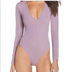 Free People Super Duper Sort Deep V bodysuit